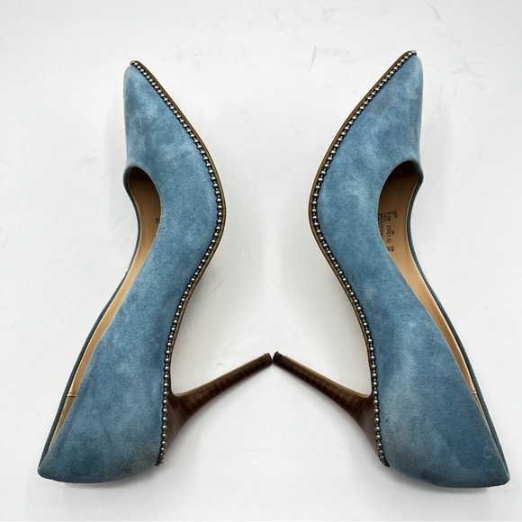 Coach Women’s Sz 8.5B Waverly Pumps in Light Blue Suede Heels Wedding Bride - Picture 14 of 16